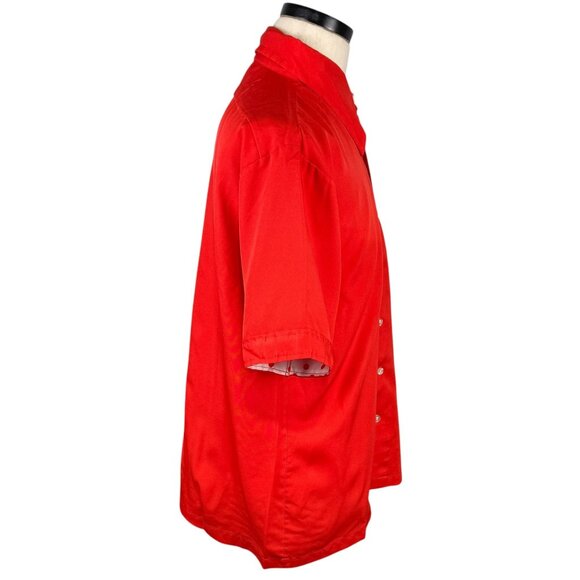 Vintage 70s JCPenney Towncraft XL Red Button-Up Shirt W/ Polka Dot Trim - Picture 4 of 7